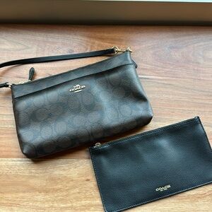 Dark brown and black clutch